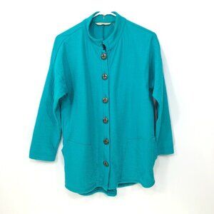 Soft Surroundings Style 2AJ94 Teal Long Sleeve Wear Anywhere Top Blazer‎ Size M